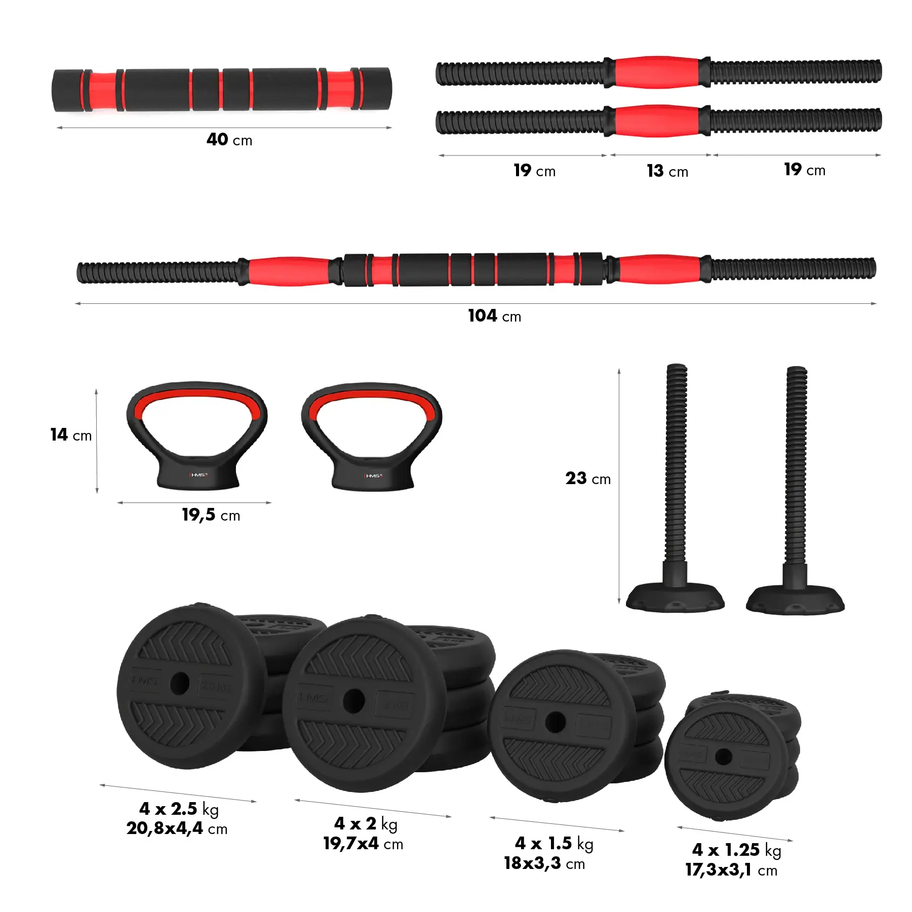 HMS 6-in-1 painosarja SGN 30 kg - monipuolinen painosetti kotitreeniin